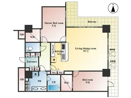 パシフィックロイヤルコートみなとみらいオーシャンタワー(2LDK/20階)の間取り写真