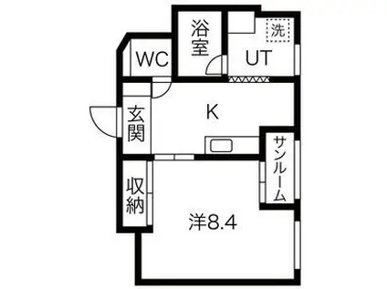 ファミールかんの(1K/3階)の間取り写真