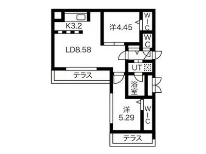 ECLAT UNE MAISON麻生(2LDK/1階)の間取り写真