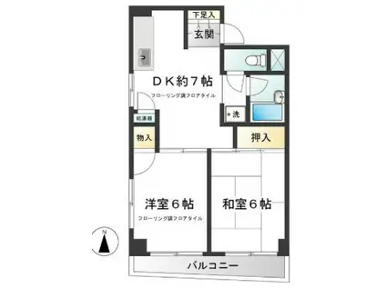 川ビル(2DK/5階)の間取り写真