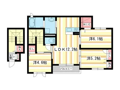 ＪＲ桜井線 京終駅 徒歩12分 2階建 築15年(3LDK/2階)の間取り写真