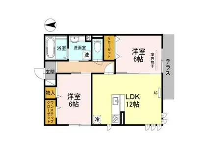 カーサ ベラ ルーナ(2LDK/2階)の間取り写真