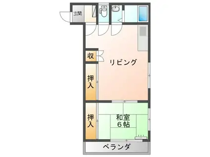 池之坊ハイツ(1LDK/2階)の間取り写真