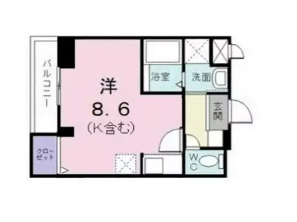 カーサ・コモドK(ワンルーム/2階)の間取り写真