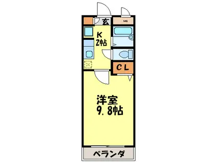 エランドール谷(1K/3階)の間取り写真