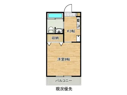 サンモール都II(1K/2階)の間取り写真