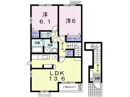 シェル エトワレB(2LDK/2階)の間取り写真