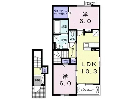 カーサHIRA(2LDK/2階)の間取り写真