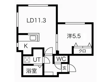 カーサスニップII(1LDK/3階)の間取り写真