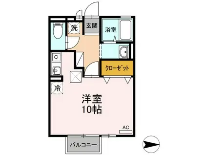 サンクレール沙羅(ワンルーム/1階)の間取り写真