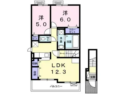 ルクリア(2LDK/2階)の間取り写真