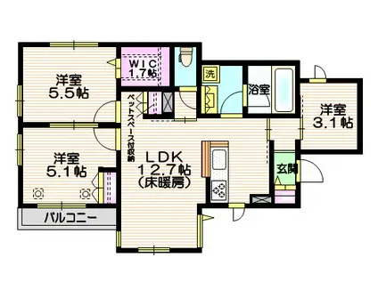 エルズプラス南長崎(3LDK/1階)の間取り写真