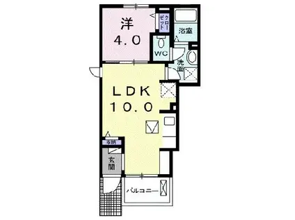 FLEURAGE(1LDK/1階)の間取り写真