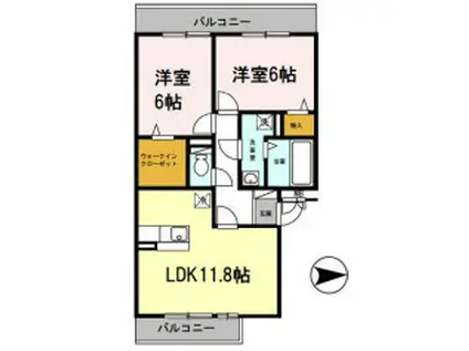 プリンシプルIII(2LDK/3階)の間取り写真