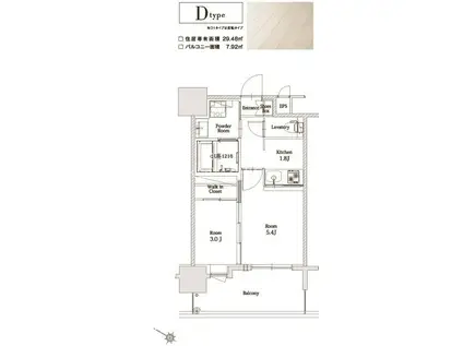 エンクレスト博多駅前ART(2K/8階)の間取り写真