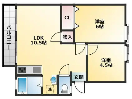 新栄プロパティー島泉II(2LDK/1階)の間取り写真