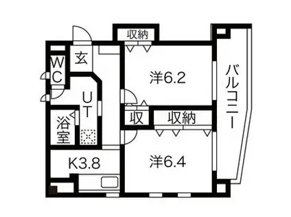 THE RESIDENCE IMAIKE ノース(2K/6階)の間取り写真