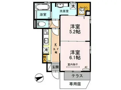 フラワーハイム(2K/1階)の間取り写真