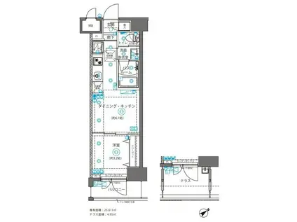 ZOOM立川ノース(1DK/1階)の間取り写真