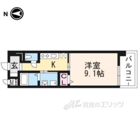 シカタ シャンブレットⅡ(1K/2階)の間取り写真