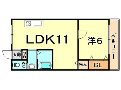 アーバン六甲(1LDK/2階)の間取り写真