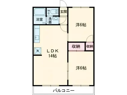 シティハイツパテリッシアIII(2LDK/2階)の間取り写真