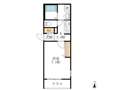 メゾンガーデニア(1K/2階)の間取り写真