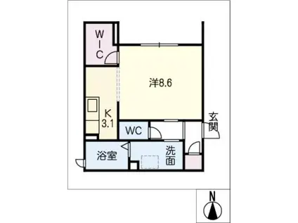 グリナージュ・ホウメイ(1K/1階)の間取り写真