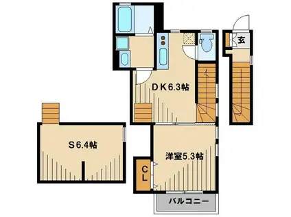 リヴァティひばりヶ丘(1SDK/2階)の間取り写真