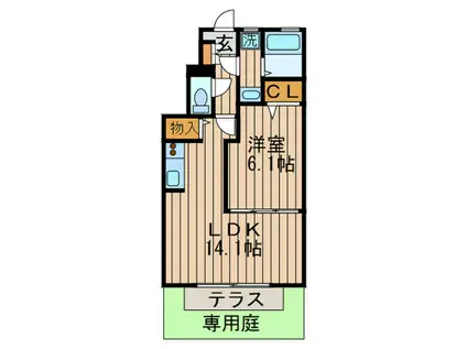 レカン ド コリーヌ(1LDK/1階)の間取り写真