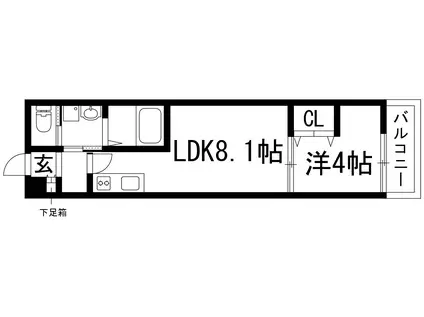 アレグリア逆瀬川(1LDK/1階)の間取り写真