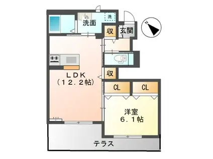 ブルーコスモ(1LDK/1階)の間取り写真
