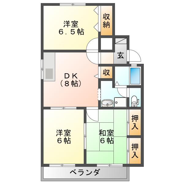 パラシオン旭(3DK/2階)の間取り写真