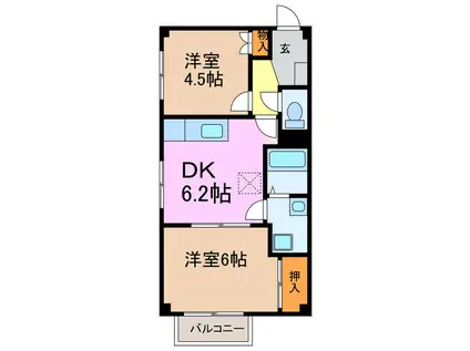 サンハイツ稲葉(2DK/2階)の間取り写真