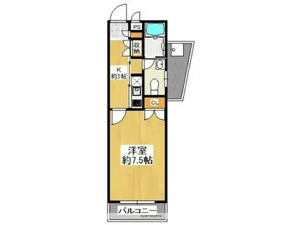 オークヒルズ藤崎II(1K/4階)の間取り写真