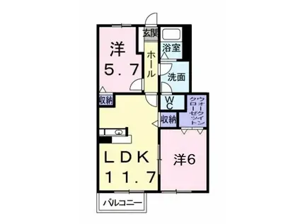 カサ モデルナ I(2LDK/1階)の間取り写真
