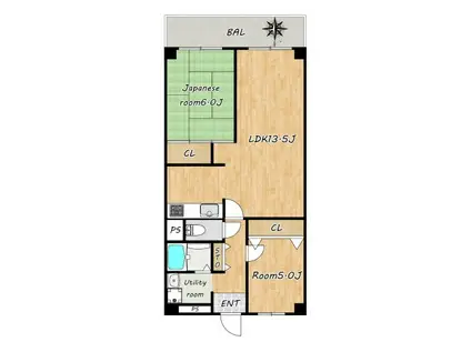 高倉グリーンマンション(2LDK/3階)の間取り写真