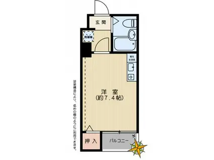 エーデルワイス(ワンルーム/3階)の間取り写真