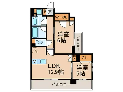コンフォリア・リヴ文京護国寺(2LDK/1階)の間取り写真