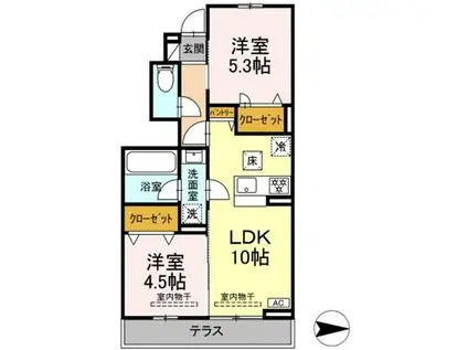メゾン陣場(2LDK/1階)の間取り写真