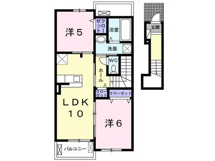 クレストハイムA(2LDK/2階)の間取り写真