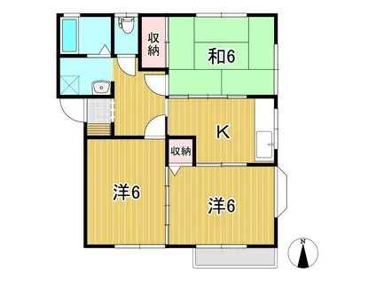 イーズアパートメント B(3K/2階)の間取り写真