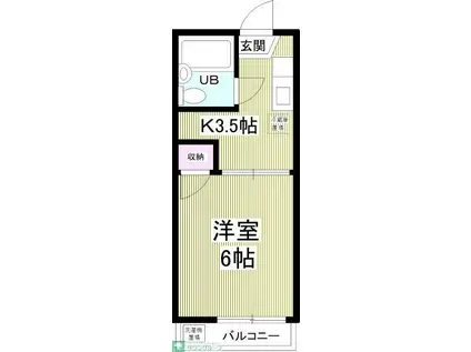 ワールドハイツ昭島(1K/1階)の間取り写真