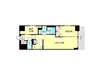 スプランディッド上本町ウエストII(1SLDK/10階)の間取り写真