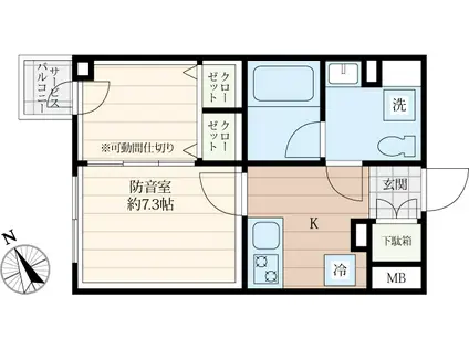 クリオ ラモード新江古田サウンドテラス(1K/3階)の間取り写真