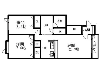 FORTUNAII(2LDK/2階)の間取り写真