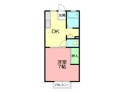 メゾンカトレア(1DK/2階)の間取り写真
