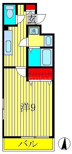 ピアンターレM(1K/2階)の間取り写真