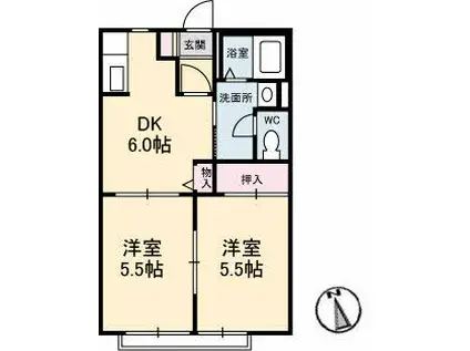 メゾンプリンキピアA棟(2DK/2階)の間取り写真