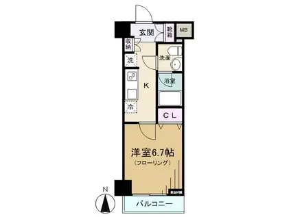ヴィルフォーレ新宿(1K/3階)の間取り写真